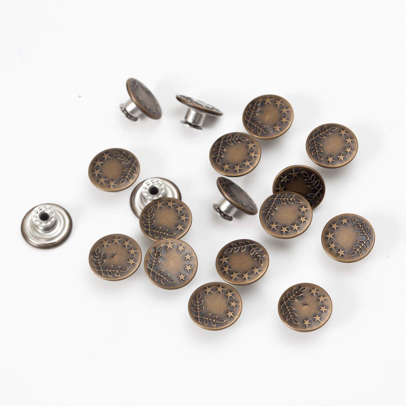MASONEE 20 Sets 17mm Replacement Jeans Buttons Pants Metal Button Snap Denim Buttons Replacement Kit Suspender No Sew Buttons with Rivets - Image 2