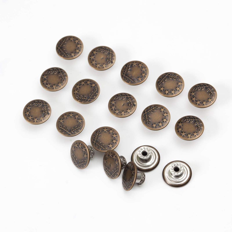 MASONEE 20 Sets 17mm Replacement Jeans Buttons Pants Metal Button Snap Denim Buttons Replacement Kit Suspender No Sew Buttons with Rivets - Image 4