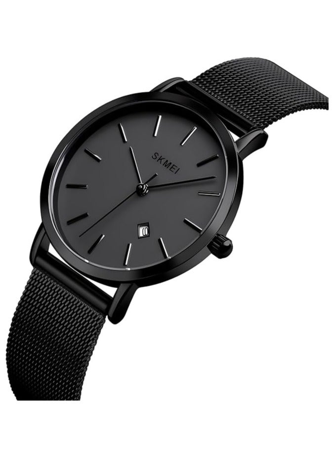 SKMEI SKMEI Womens Watches Black Slim Thin Luxury Dress Stainless Steel Mesh Watches Fashion Waterproof Ladies Wrist Watch with Date - Image 2