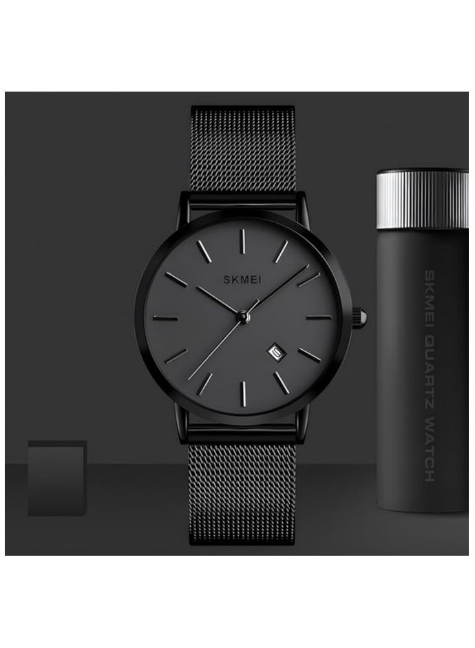 SKMEI SKMEI Womens Watches Black Slim Thin Luxury Dress Stainless Steel Mesh Watches Fashion Waterproof Ladies Wrist Watch with Date - Image 3