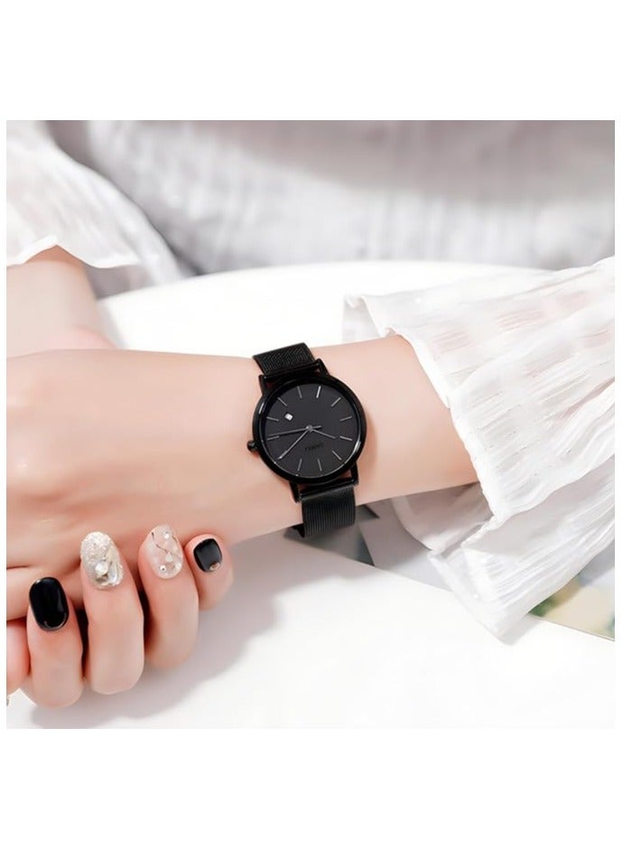 SKMEI SKMEI Womens Watches Black Slim Thin Luxury Dress Stainless Steel Mesh Watches Fashion Waterproof Ladies Wrist Watch with Date - Image 4