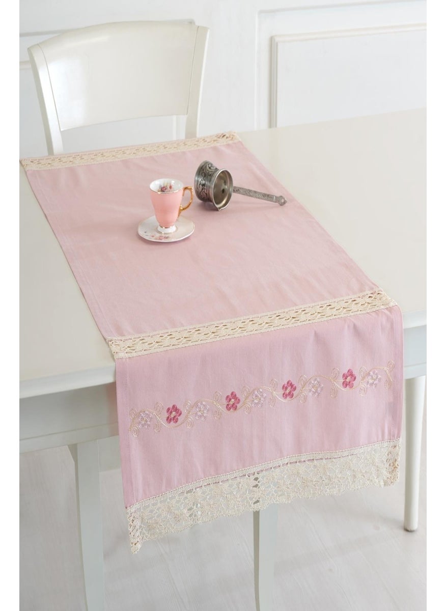 Ödel Home Buldan Linen Laced Silk Embroidered 50 x 130 cm. Runner  - Image 1