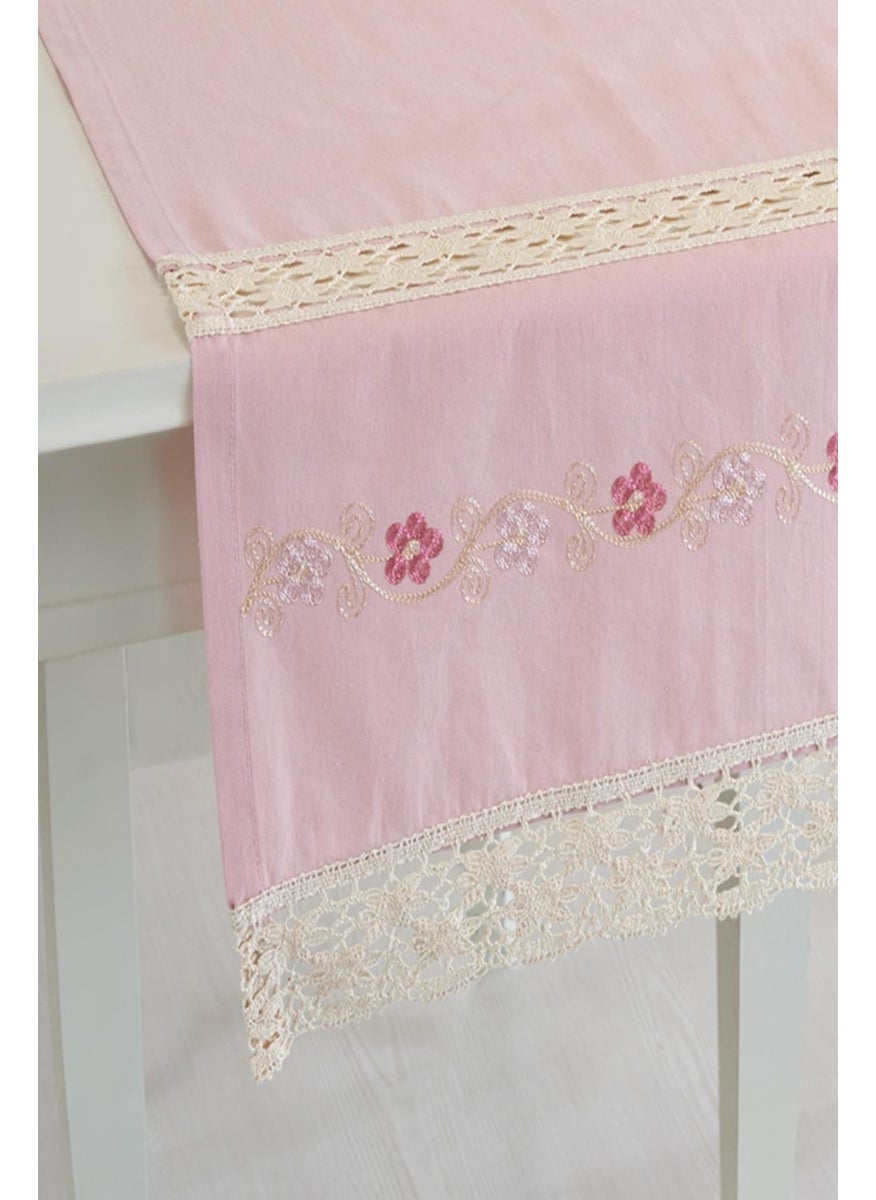 Ödel Home Buldan Linen Laced Silk Embroidered 50 x 130 cm. Runner  - Image 2