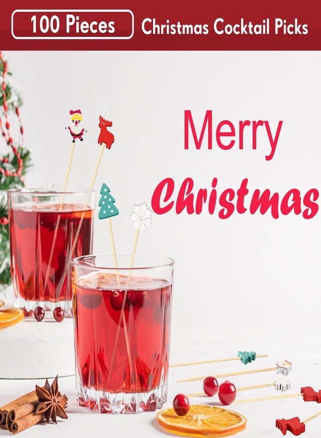 Perthlin 100 Pcs Christmas Cocktail Picks Snowflake Xmas Tree Party Picks Appetizer Picks Santa Wooden Bamboo Toothpicks Skewers Decorative Sandwich Fruit Sticks for Party Appetizer Supplies, 4 Styles - Image 5