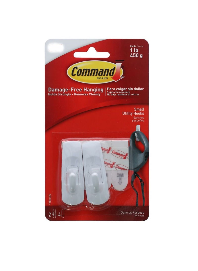 Command 2 Piece Utility Hook White Small - Image 1