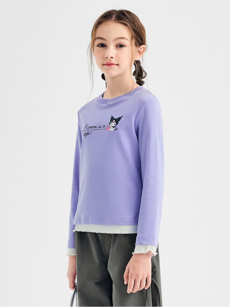 Balabala Girls' Layered Hem Top With Print - Image 2