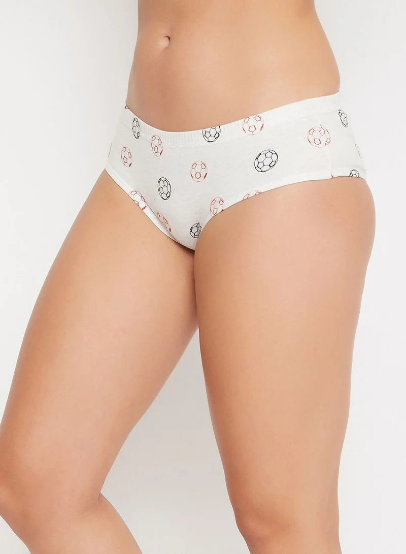 كلوفيا Clovia Mid Waist Football Print Hipster Panty with Inner Elastic in Grey - Cotton