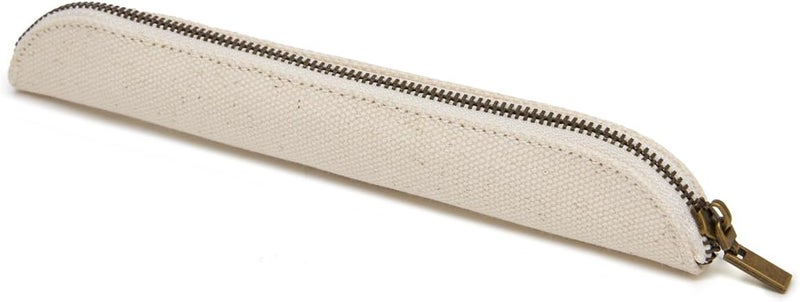 YONBEN Canvas pencil case cartucheras de maquillaje pure color simple mini pencil case apple pencil pen case (Beige, S) - Image 1