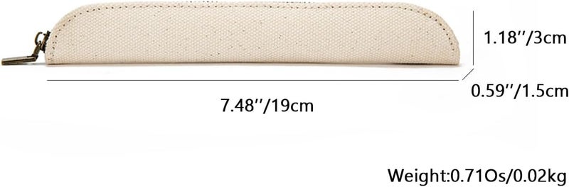 YONBEN Canvas pencil case cartucheras de maquillaje pure color simple mini pencil case apple pencil pen case (Beige, S) - Image 2