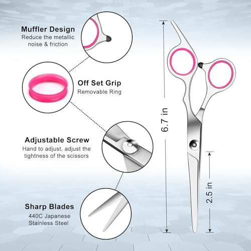 Sirabe 9 PCS Hair Cutting Scissors Thinning Shears Kit, Professional Haircut Scissors Set, Barber Hairdressing Texturizing Shears Tools for Salon Home Men Women Kids Adults Pet - Image 2