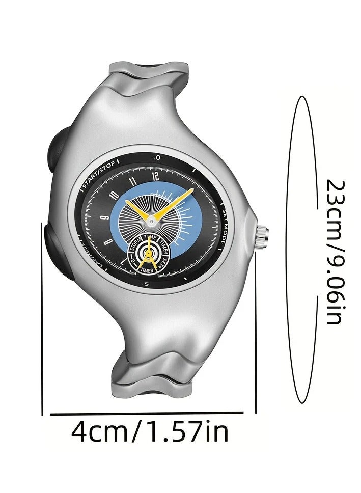 بينتايم Y2K ذو شكل فريد ساعة رجالية أصلية ، ساعة غير ميكانيكية بأزياء رجعية ملتوية ، ساعة يد كوارتز عتيقة راقية متخصصة. - Image 2