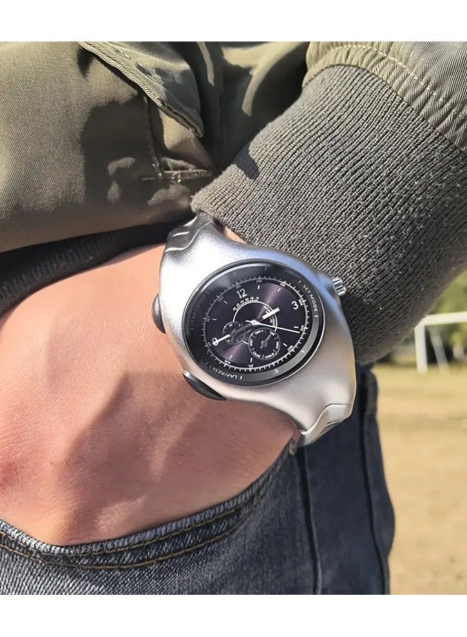 بينتايم Y2K ذو شكل فريد ساعة رجالية أصلية ، ساعة غير ميكانيكية بأزياء رجعية ملتوية ، ساعة يد كوارتز عتيقة راقية متخصصة. - Image 5