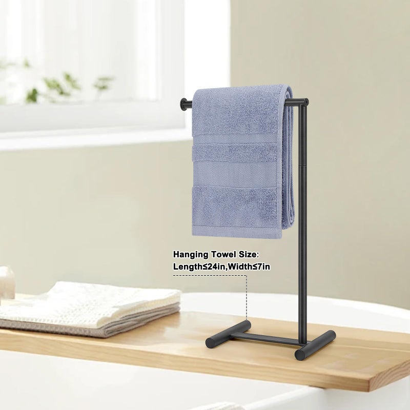 Livabber L-Shape Hand Towel Holder Stand  Metal Hand Towel Rack Modern Countertop Hand Towel Ring Standing Towel Bar For Bathroom Kitchen Vanity (Black) - Image 5