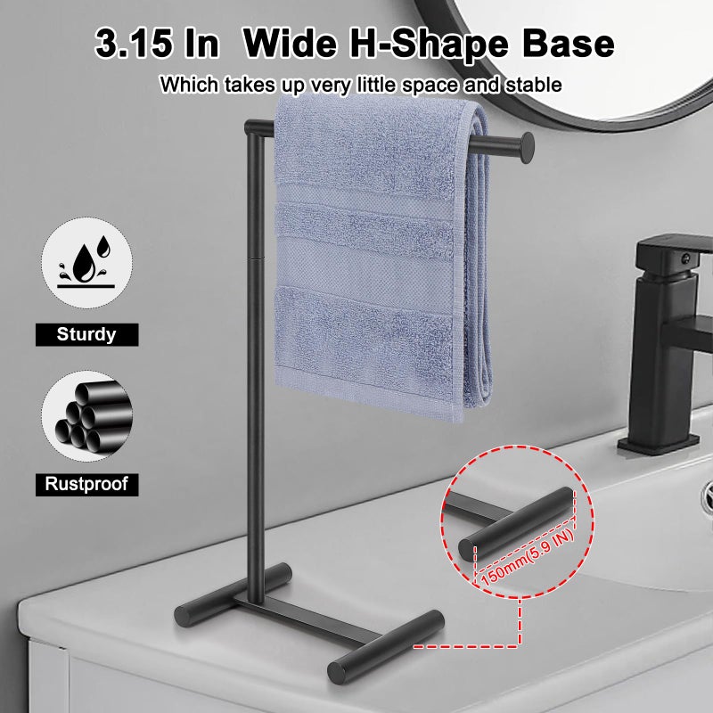 Livabber L-Shape Hand Towel Holder Stand  Metal Hand Towel Rack Modern Countertop Hand Towel Ring Standing Towel Bar For Bathroom Kitchen Vanity (Black) - Image 3