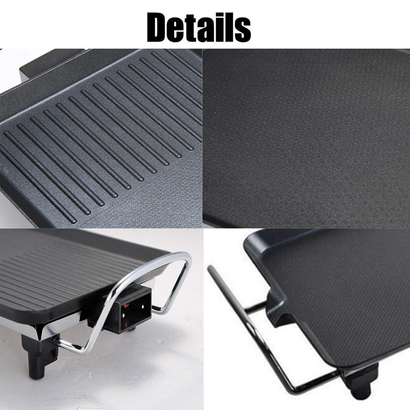 VBM Adjustable Hot Pot BBQ Grill Electric Teppanyaki Table Grill NonStick Griddle Pan with Adjustable Temperature BBQ Hot Plate Barbecue Large Electric Health Grill - Image 4