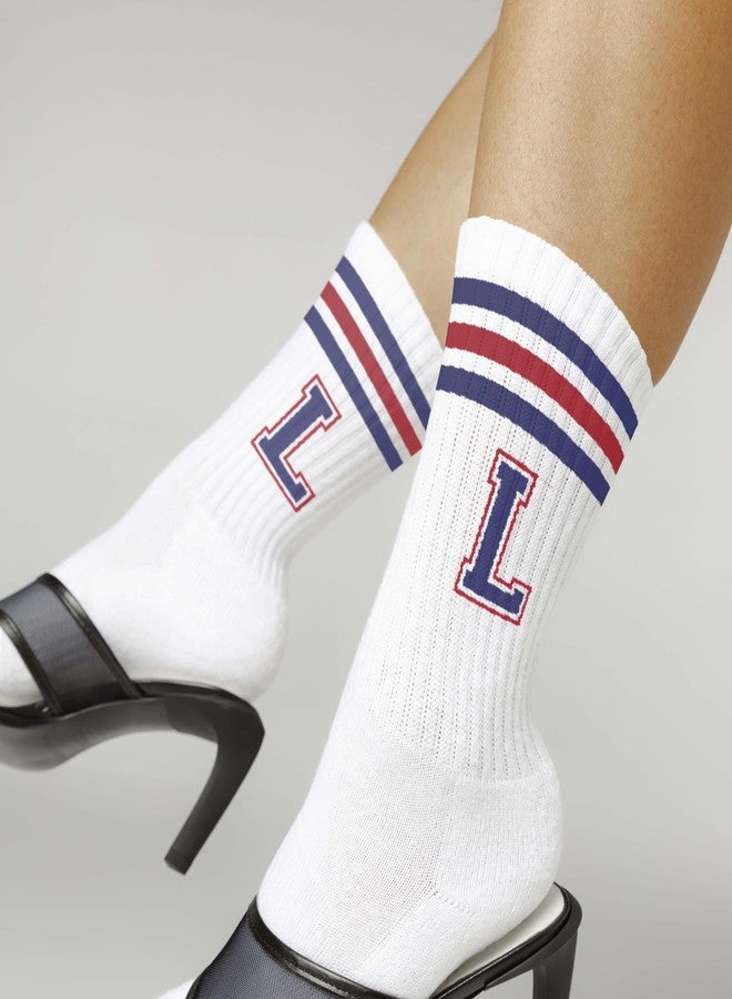 SSQBZU Letter Socks - Striped Socks with 'L' in Red & Navy Blue, Men & Women, Gifts for Him & Her, Family & Friends, Birthday, Thanksgiving, Anniversary (058) - Image 4