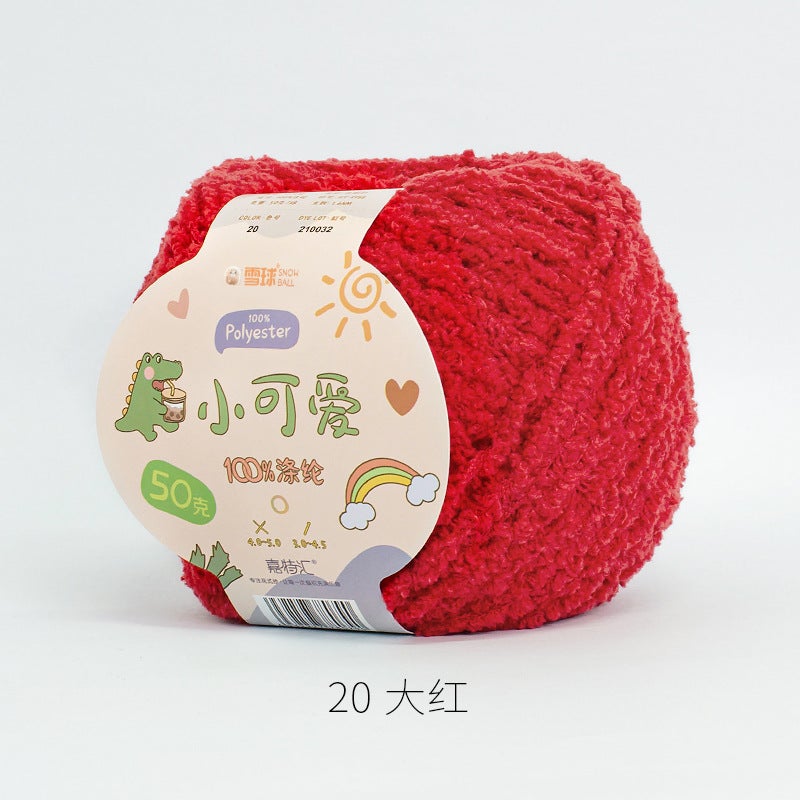 Snowball Cute Wool Fleece Short Fleece Coral Fleece Hairpin DIY Handmade Crochet Doll Aimeng 20 red 50g