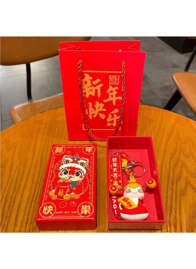 Year Of The Snake Mascot Doll Zodiac Snake Pendant Keychain Year Birthday Year Female Company Set/Making Gift-Height:L-3 Series Lion Awakening-pink + Five-petal Flower With Snake Is Available  - Image 5