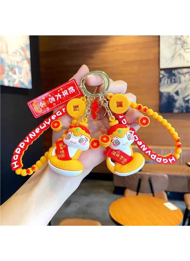 Year Of The Snake Mascot Doll Zodiac Snake Pendant Keychain Year Birthday Year Female Company Set/Making Gift-Height:L-3 Series Lion Awakening-pink + Five-petal Flower With Snake Is Available  - Image 2