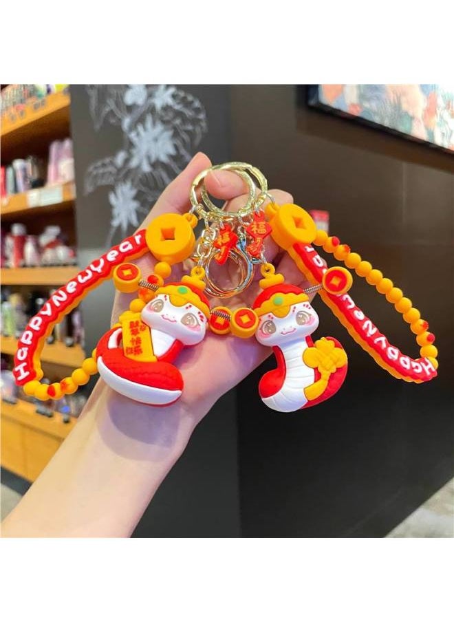 Year Of The Snake Mascot Doll Zodiac Snake Pendant Keychain Year Birthday Year Female Company Set/Making Gift-Height:L-3 Series Lion Awakening-pink + Five-petal Flower With Snake Is Available  - Image 4