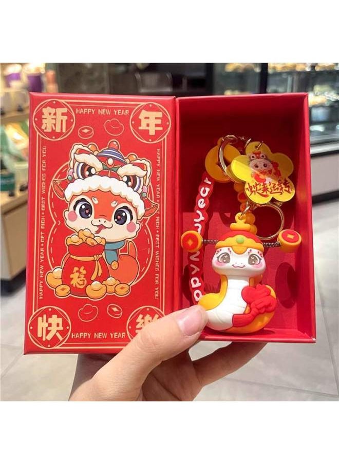 Year Of The Snake Mascot Doll Zodiac Snake Pendant Keychain Year Birthday Year Female Company Set/Making Gift-Height:L-3 Series Lion Awakening-pink + Five-petal Flower With Snake Is Available  - Image 1