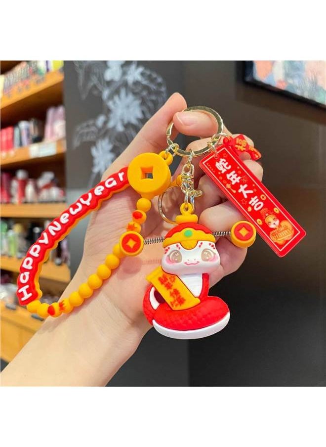 Year Of The Snake Mascot Doll Zodiac Snake Pendant Keychain Year Birthday Year Female Company Set/Making Gift-Height:L-3 Series Lion Awakening-pink + Five-petal Flower With Snake Is Available  - Image 3