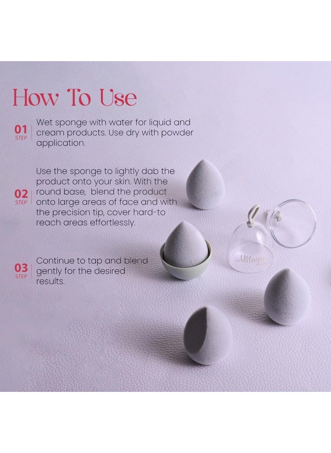 Milagro Beauty Makeup Sponge Blender Nonlatex Soft Velvet Blending Puff For Foundation Face Powder Cream Wet & Dry Make Up (Grey)  - Image 4