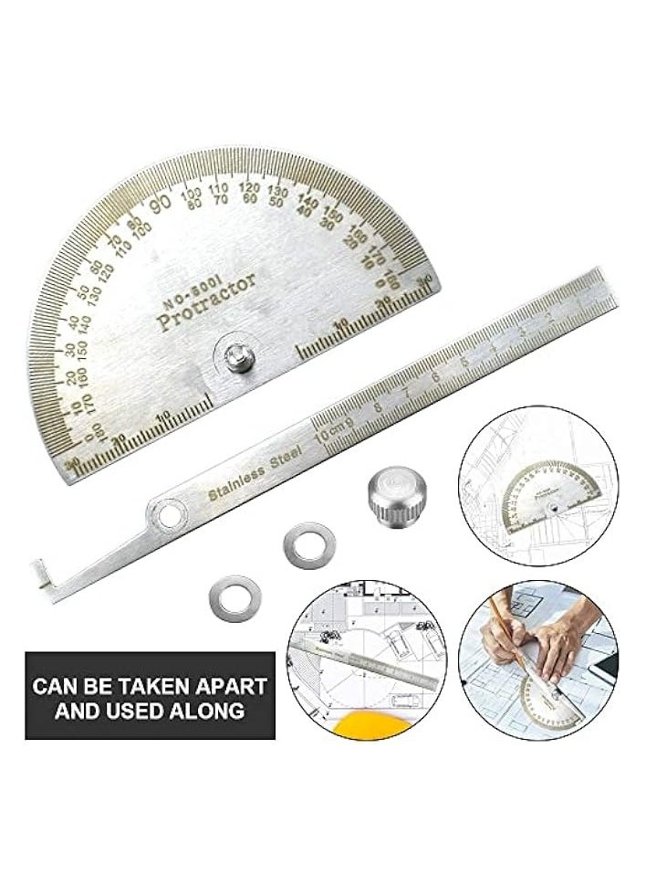 PROMASS Angle Protractor Angle Finder Ruler, Stainless Steel Protractor 180 Degrees Angle Ruler, Universal Goniometer Angle Finder Tool for Carpenter Painting Drawing Measuring (10 cm/ 3.94 Inch)  - Image 1