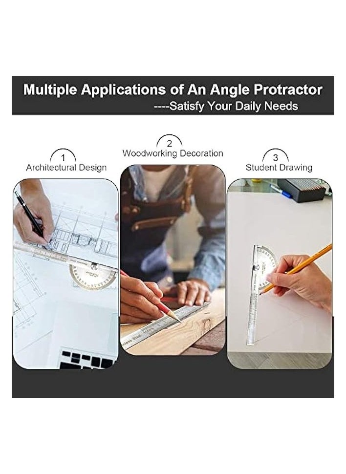 PROMASS Angle Protractor Angle Finder Ruler, Stainless Steel Protractor 180 Degrees Angle Ruler, Universal Goniometer Angle Finder Tool for Carpenter Painting Drawing Measuring (10 cm/ 3.94 Inch)  - Image 4