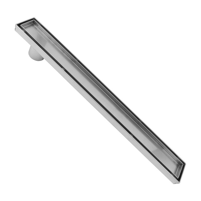 ZOIC Linear Stealth Tile Insert Floor Grate Bathroom Shower Waste Drain 304 Stainless Steel Side Outlet 23.62 Inches (600MM)