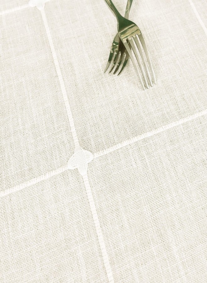 NEWISHER Embroidered Cloth Table Runner Rustic Plaid Farmhouse Table Runners Checkered Rectangle Runner for Dinning Dresser Coffee Party Holiday Table Decor Off White 13 x 36 inch - Image 5
