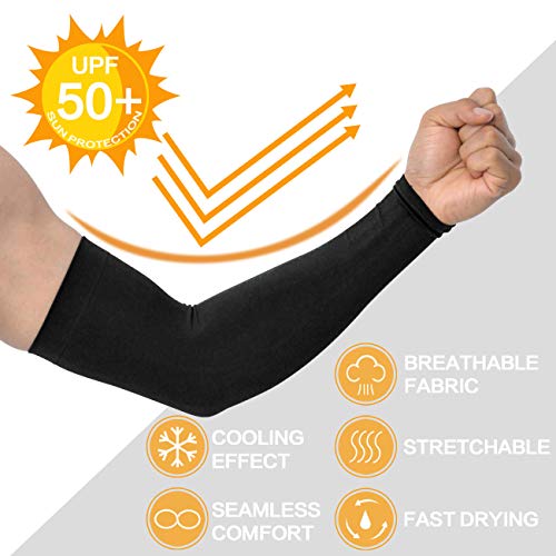 Feeke Arm Sleeves for Men and Women, Sleeve to Cover Arms for Men and Women, UV Protection Cooling, 6-Pairs Anti-Slip Compression Sun Sleeves for Outdoor Sports Black+White - Image 2