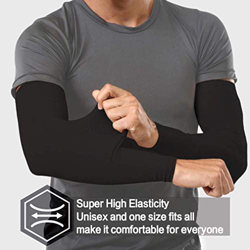 Feeke Arm Sleeves for Men and Women, Sleeve to Cover Arms for Men and Women, UV Protection Cooling, 6-Pairs Anti-Slip Compression Sun Sleeves for Outdoor Sports Black+White - Image 3