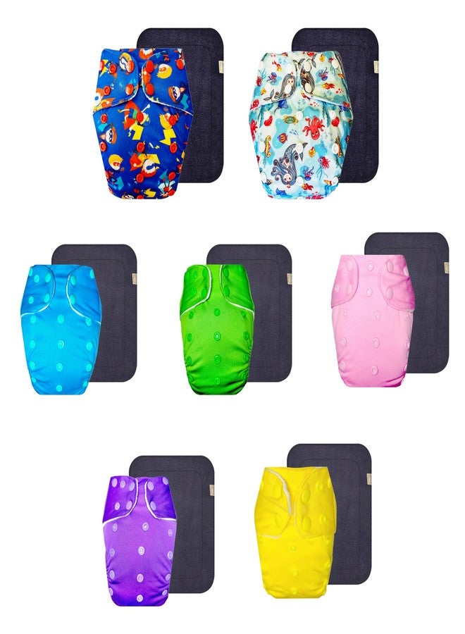 Dumbledo Premium Cloth Diaper with Gray Insert (Pack of 7) | Soft & Gentle | 6-Layer Absorbent Pad | Travel Friendly | Trusted by Moms | 3 Months - 3 Years | Unisex Baby - Image 1