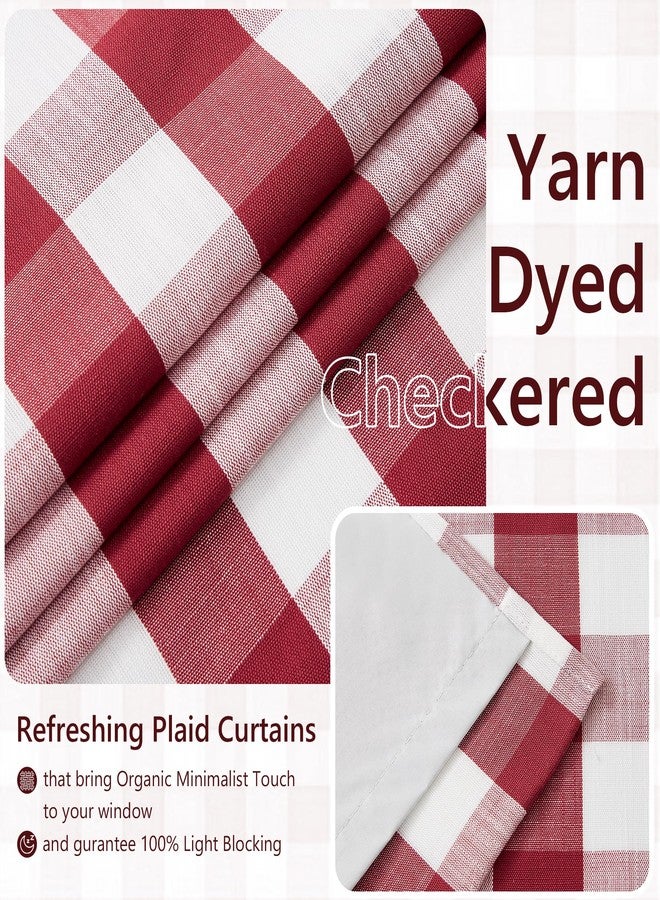 Amzdecor Buffalo Plaid Check Full Blackout Curtains Woven Checkered GEO Thermal Insulated Energy Efficient Drapes Grommet 2 Layers Window Treatment for Bedroom Living Room,2 Panels,52"x84",Red White - Image 5