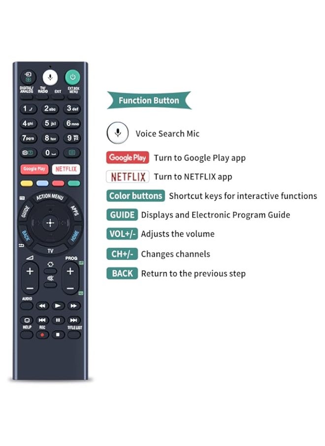 HuHa - TCNOUMT RMF-TX310E Voice Remote Control Replacement for Sony Bravia TV KD-43XE8004 KD-43XE8005 KD-43XE8077 KD-43XE8088 KD-43XE8096 KD-43XE8099 KD-43XF7596 K D-43XF8096 KD-49XF9005 - Image 1