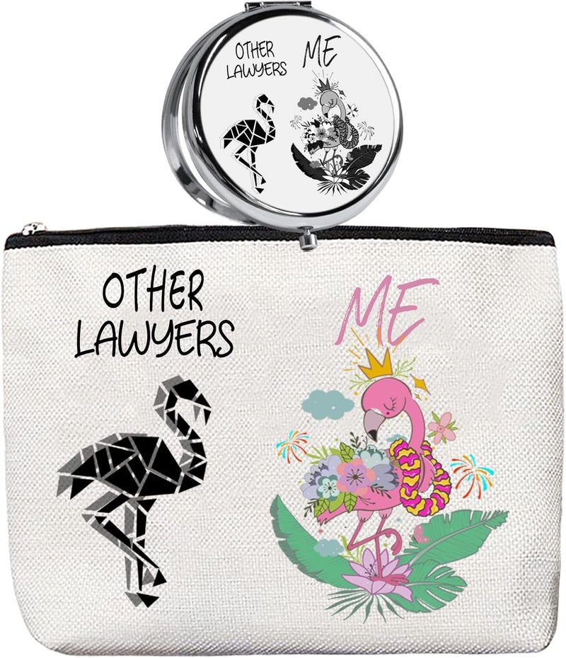 HnoonZ HnoonZ Lawyer Gifts for Women,Christmas Gifts for Lawyer Female,Lawyer Zipper Makeup Bag Cosmetic Pouch,Lawyer Travel Toiletry Pouch Organizer Bag,Lawyer Mini Compact Mirror 