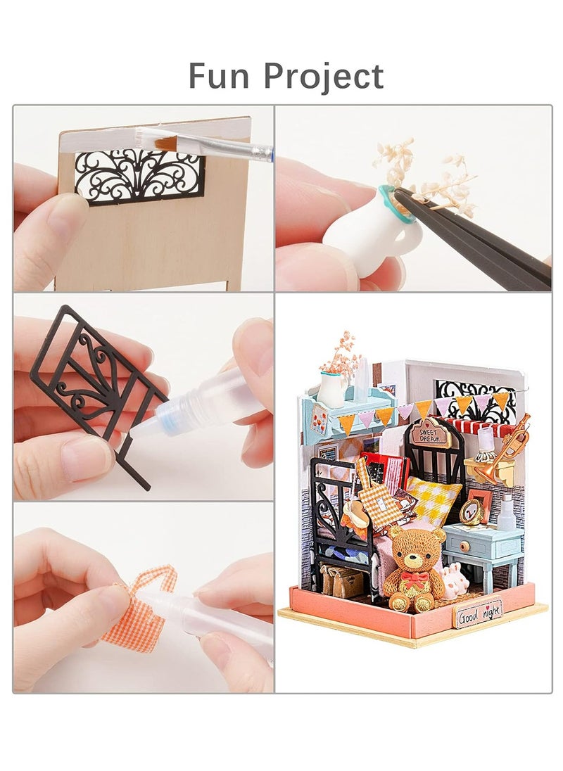 Robotime Rolife Sweet Dream Bedroom Miniature Dollhouse Kit DS016, DIY 3D Puzzles for Adults/Teens, Unique Gift for Craft Hobby and Creative Home Decor  - Image 4