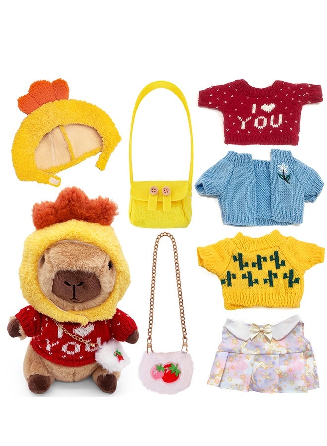 WESOPAN 8 PCS Capybara Plush with Clothes and Accessories, Stuffed Animal for Kids Girls Boys - Image 1