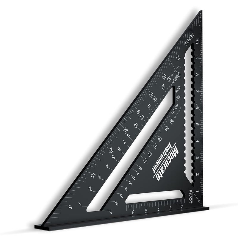 Mecurate 12 Inch Heavy-Duty Aluminum Alloy Triangle Rafter Square, Durable Carpenter's Layout Tool with Easy-to-Read Scales for Angle Measurement, Marking & Cutting Guide - Image 1