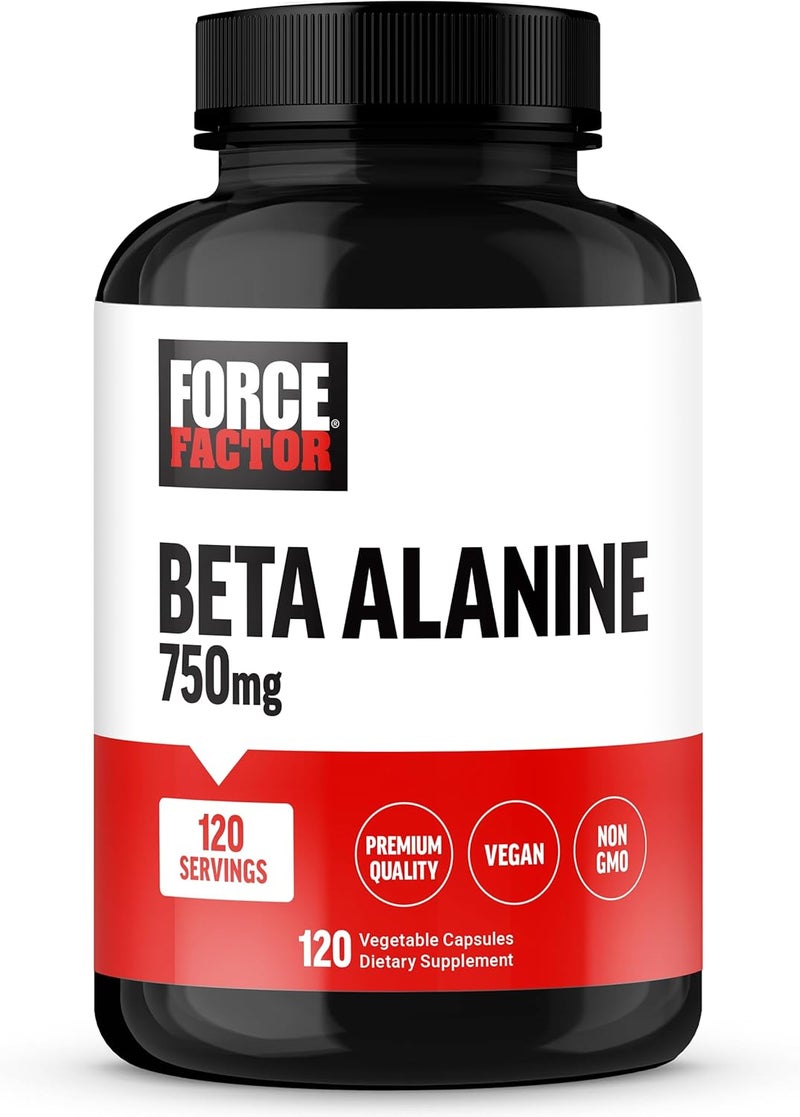 FORCE FACTOR Beta Alanine Capsules BetaAlanine Endurance Supplement to Boost Performance  Reduce Fatigue Clinical Dose Premium Quality Vegan NonGMO 120 Capsules - Image 1