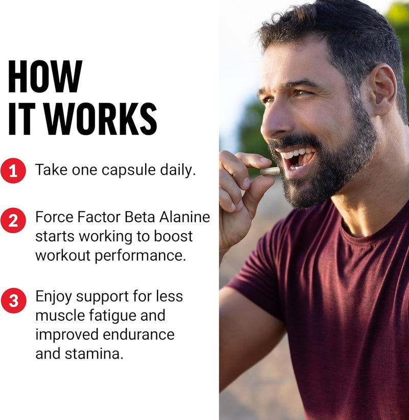 FORCE FACTOR Beta Alanine Capsules BetaAlanine Endurance Supplement to Boost Performance  Reduce Fatigue Clinical Dose Premium Quality Vegan NonGMO 120 Capsules - Image 4