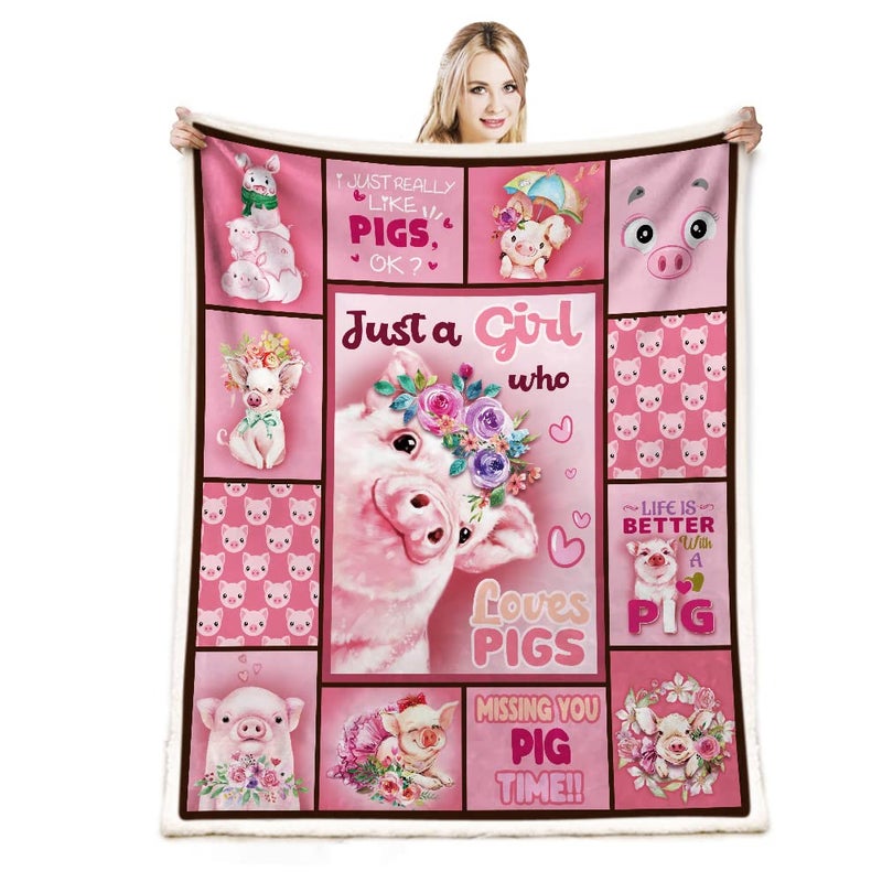 CYREKUD Pig BlanketPig Gifts for Pig Lovers WomenCute Pig Gifts for Girls Throw BlanketJust a Girl Who Loves Pigs Throw BlanketPig Themed Gifts Blanket for Couch Sofa Home Bedroom Decor 50x 60