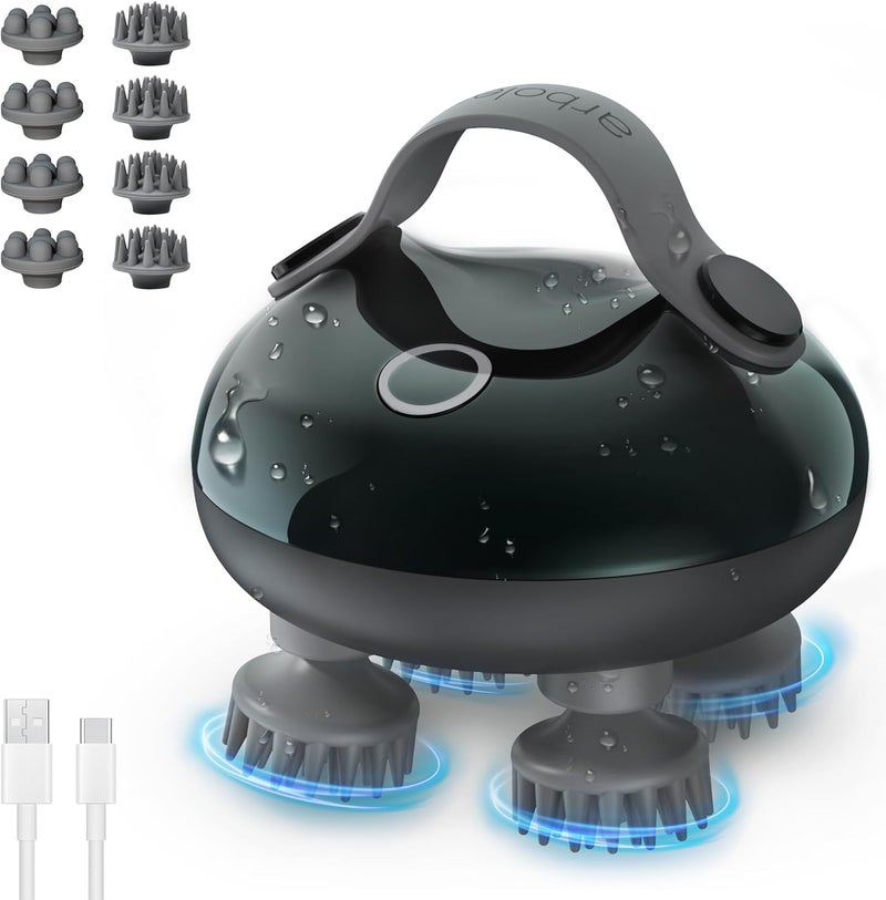 Scalp Massager Electric, Portable Head Massager Scalp Stress Relax | 6-in-1 electric massager, 8 removable claws, waterproof shower use, rechargeable scratcher, gift for Dad Mom - Image 1