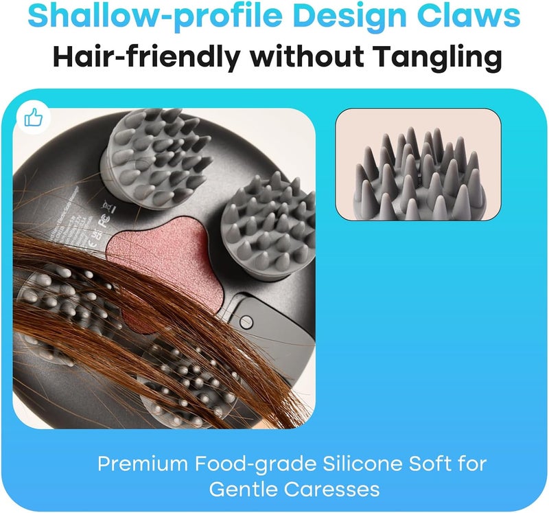 Scalp Massager Electric, Portable Head Massager Scalp Stress Relax | 6-in-1 electric massager, 8 removable claws, waterproof shower use, rechargeable scratcher, gift for Dad Mom - Image 4