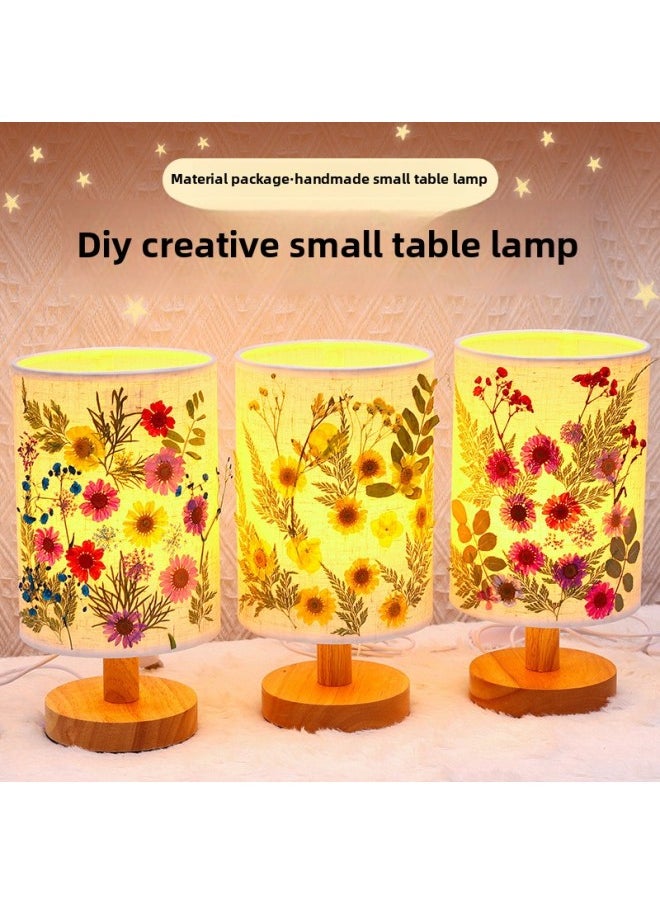 Generic - Dried Flower Table Lamp Diy Material Package Paste Night Light Handmade Group Building Children Embossed Table Lamp Eternal Flower Embossing-Color:Yan Yan Feiyu - Image 1