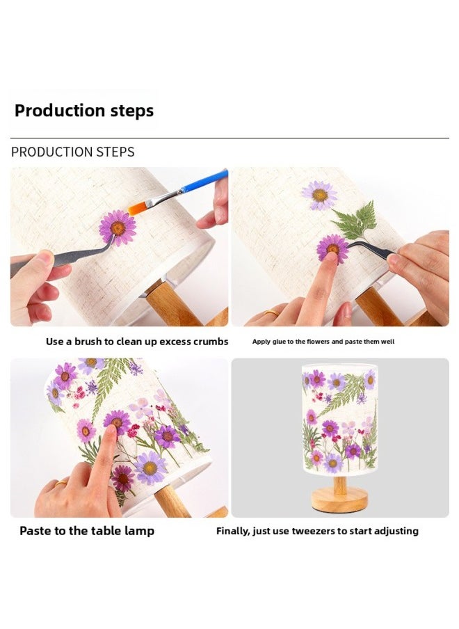 Generic - Dried Flower Table Lamp Diy Material Package Paste Night Light Handmade Group Building Children Embossed Table Lamp Eternal Flower Embossing-Color:Yan Yan Feiyu - Image 1