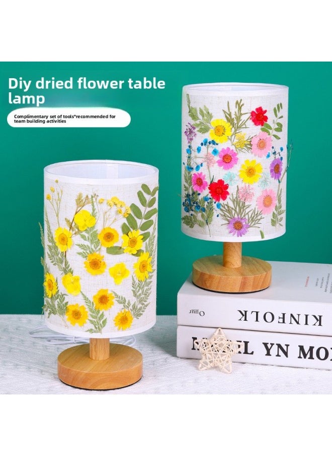 Generic - Dried Flower Table Lamp Diy Material Package Paste Night Light Handmade Group Building Children Embossed Table Lamp Eternal Flower Embossing-Color:Yan Yan Feiyu - Image 1