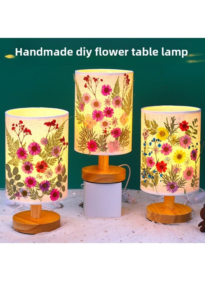 Generic - Dried Flower Table Lamp Diy Material Package Paste Night Light Handmade Group Building Children Embossed Table Lamp Eternal Flower Embossing-Color:Yan Yan Feiyu - Image 1
