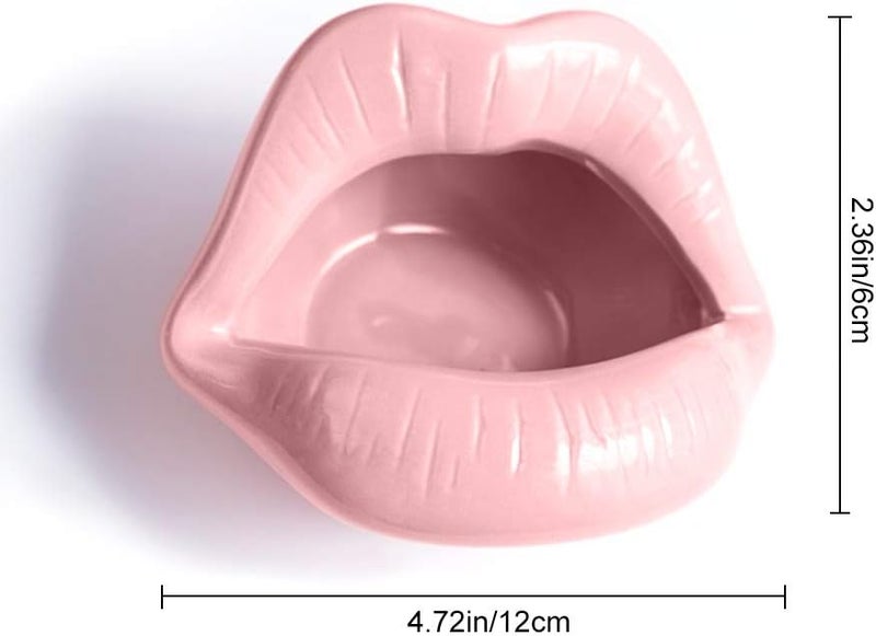 comfrt Ceramic Ashtray,Lip Cigarette Holder Smoking Accessories Lips Home Table Ornament Pink Figurines Ashtray Creative Cigar Ash Tray Unique For Smokers Smoking Home Decor Idea Gift European - Image 2